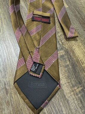 Soprano’s Brown & Pink Striped Men’s Silk‎ Tie